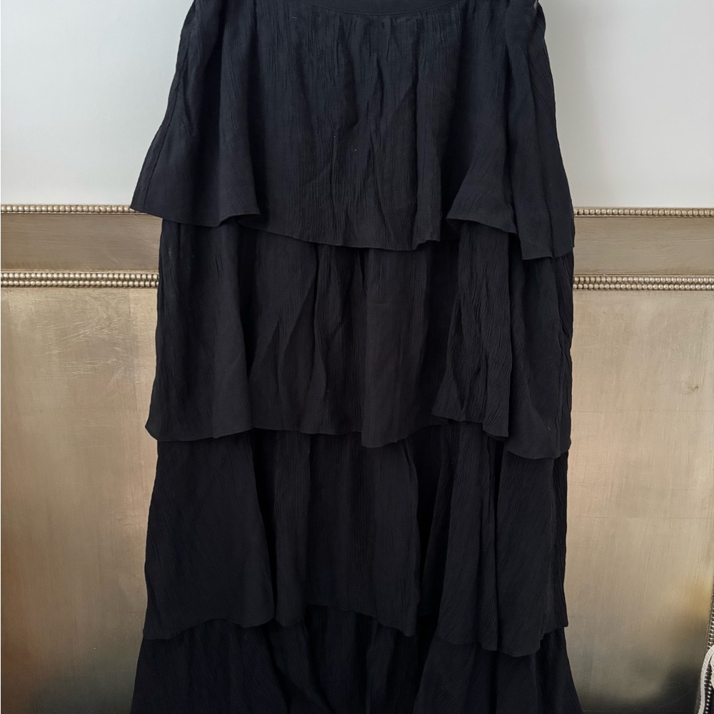 Black Linen and Tiered Skirt
